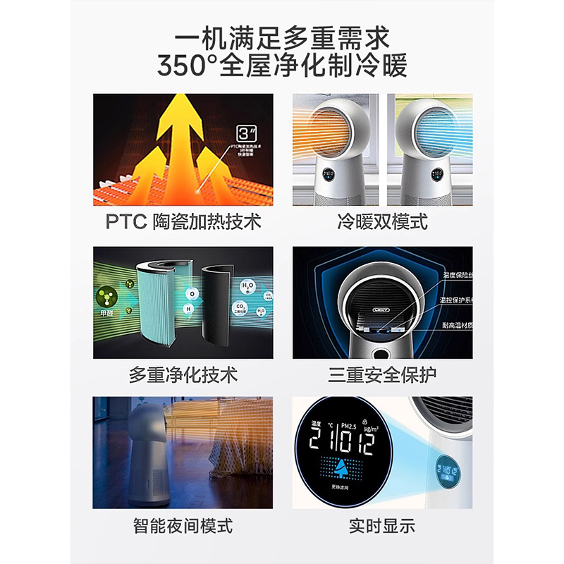 莱克N7空气净化冷暖一体全屋速热家用节能办公室客厅多功能暖风机高清大图