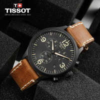 天梭(TISSOT)瑞士手表 时尚美式复古运动夜光多功能 速驰系列皮带男士石英表T116.617.36.057.00