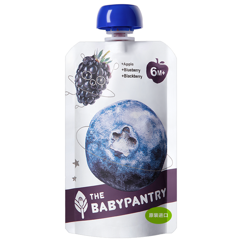 babycare新西兰辅食品牌光合星球原装进口欧盟果泥婴儿西梅泥1袋TG 黑莓蓝莓苹果泥(三分之一效期)