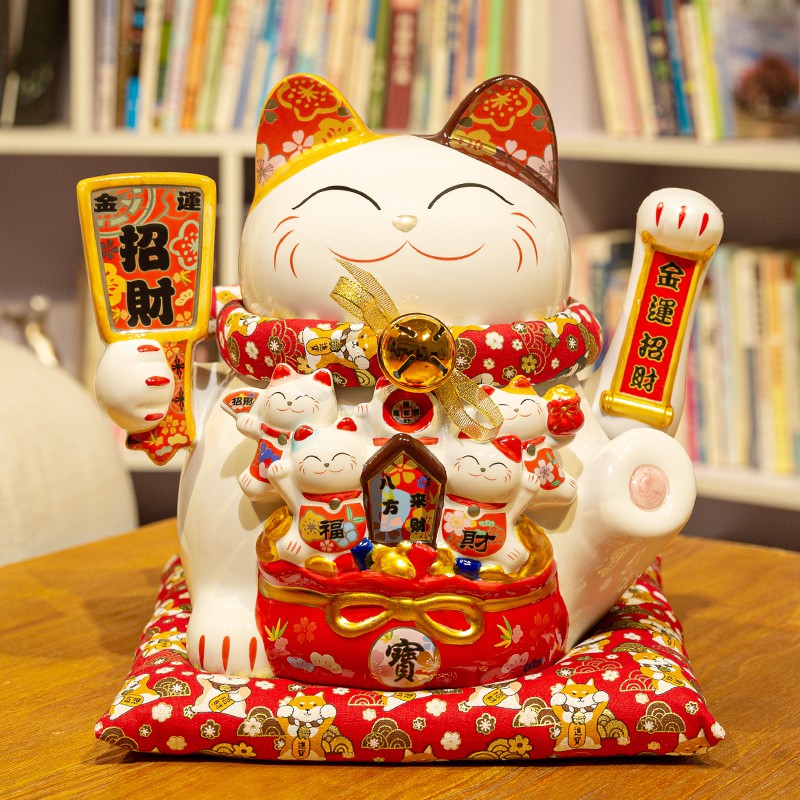 充电款摇手猫摆件开业大号店铺收银台家居客厅礼品自动招手 三维工匠 11寸充电生意兴隆一桶金(摇手)大号高28CM猫高清大图