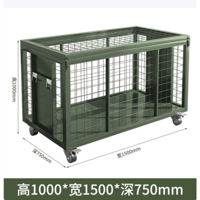 移动网箱仓储笼战备物资运输箱军绿色网车1500*750*1000mm带拉手