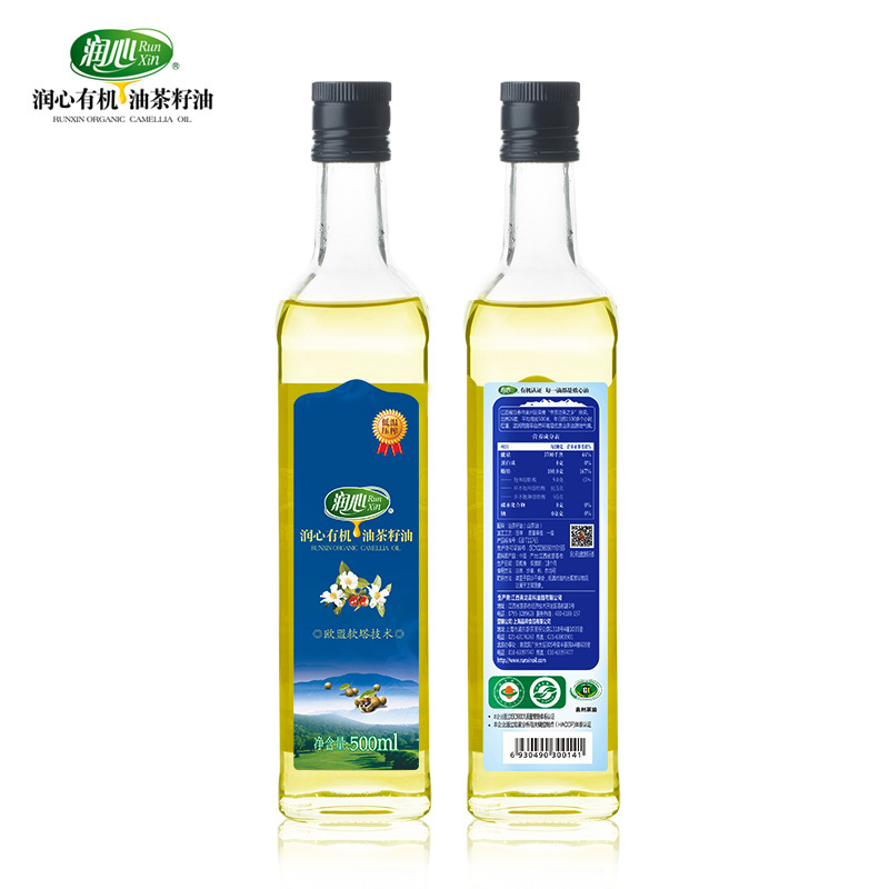 润心runxin纯有机山茶油500ml油茶籽食用油茶籽油日期新鲜超市同款