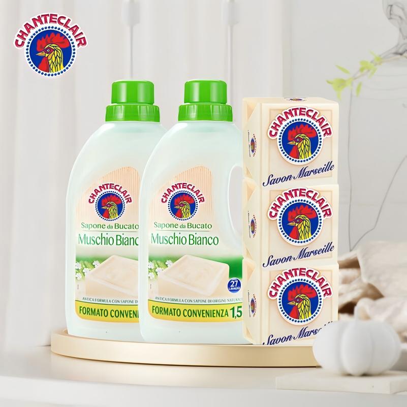大公鸡管家 马赛皂300g*3+白苔洗衣液1500ml*2*高清大图