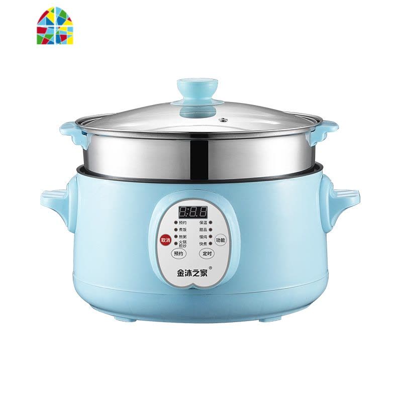 封后蒸锅电蒸锅多功能家用大容量蒸煮一体锅全自动多层插电小型电蒸笼 FENG 28CM天空蓝(智能款)+蒸笼可预约定时4-图片