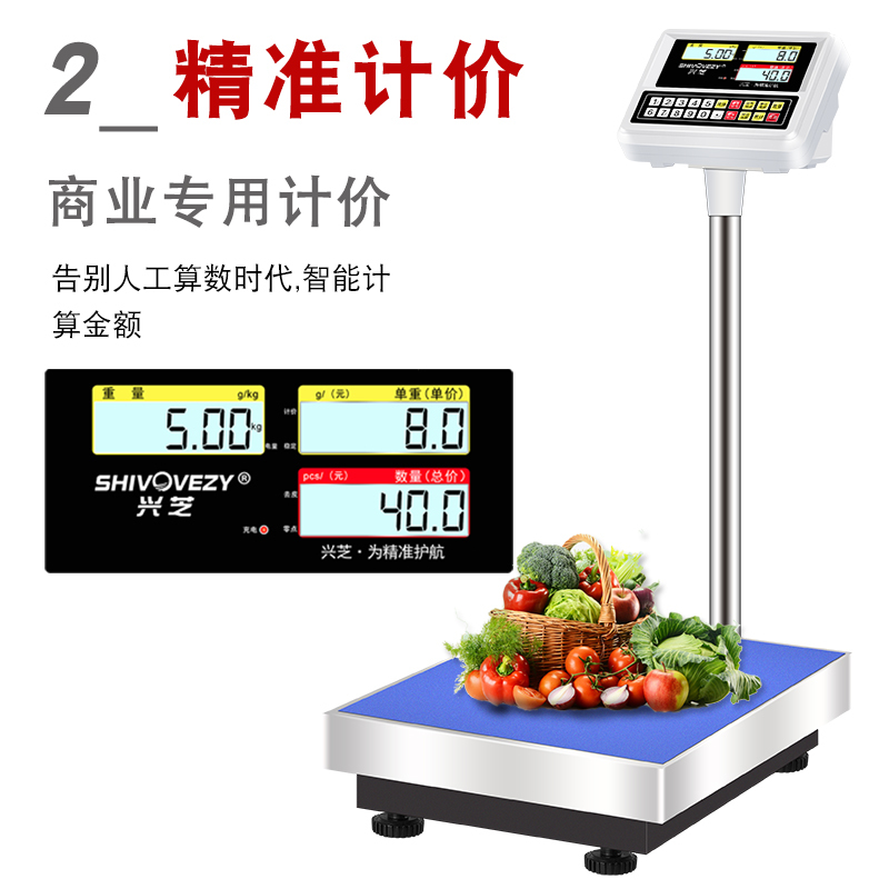兴芝 计重计数电子秤100kg[充插两用]量程100kg精度20g[台面30*40]不带立杆