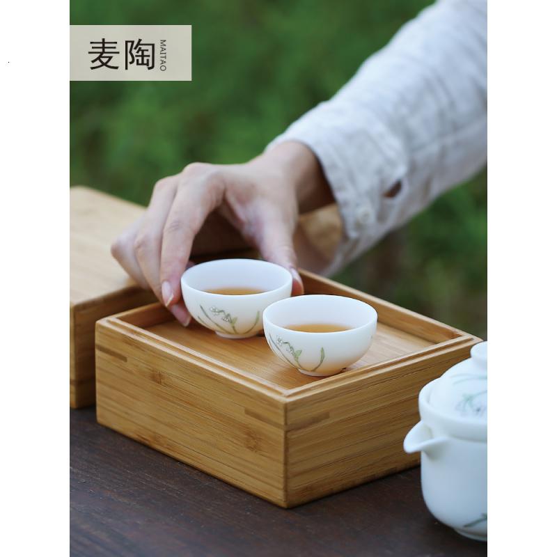 美帮汇快客杯一壶一两杯手绘白瓷茶壶便携多功能茶旅行功夫茶具茶杯套装高清大图