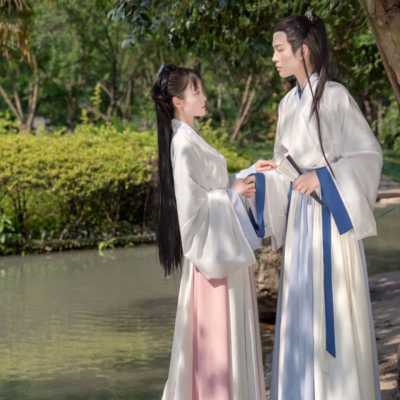绚妃汉服寻陌莫辞晋制交领三件套齐腰一片式闺蜜女情侣款男正图片