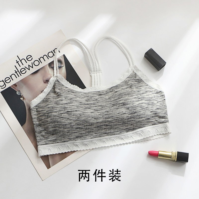 抹胸文胸带背心裹胸内衣高中少育期初中生18-19岁2件灰均