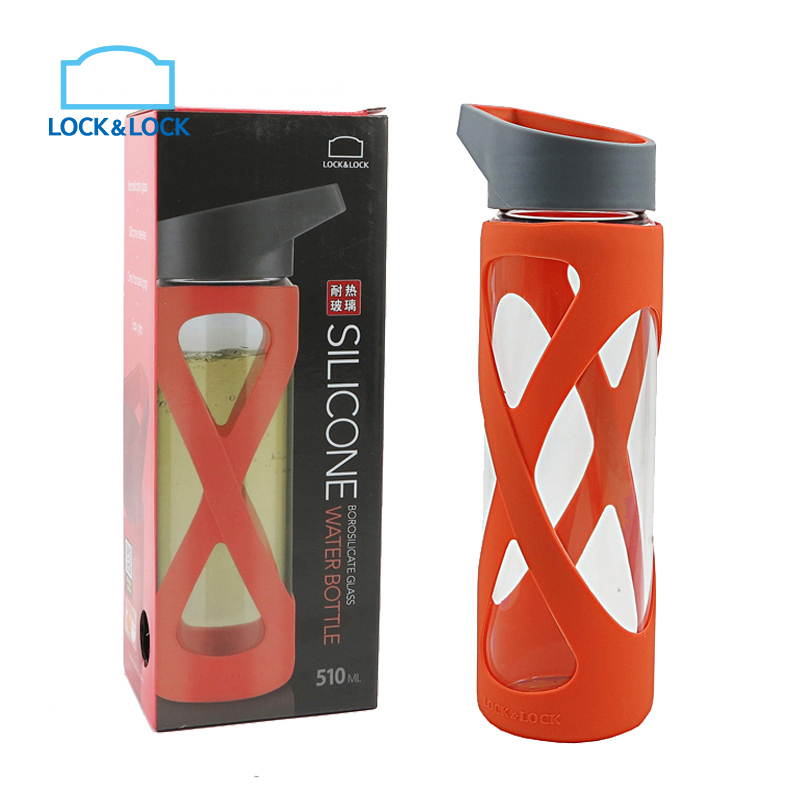 乐扣乐扣(lock&lock)玻璃水杯耐热玻璃杯 透明 隔热杯套 防摔创意便携LLG931(510ml)不保温