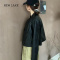 NEW LAKE此外 立领棕色小个子短款帅气皮衣女新款机车服夹克外套减龄