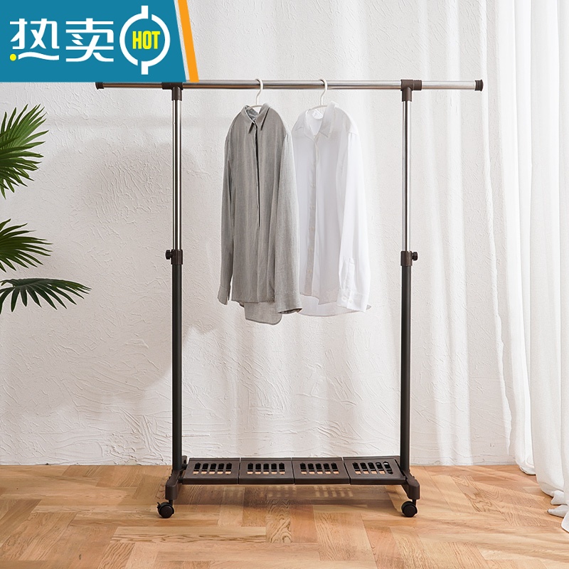 XIANCAI晾衣架落地卧室折叠阳台简易衣服架子凉衣架晒架室内单杆式高清大图