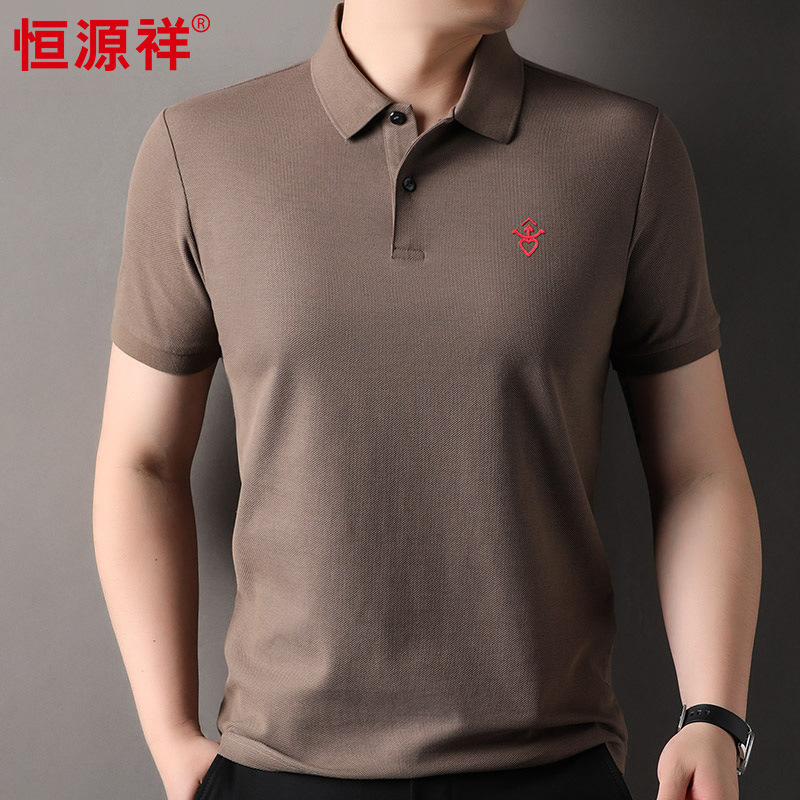 恒源祥男装纯棉t恤男2025夏季新款翻领体恤丝光棉polo衫短袖男t恤