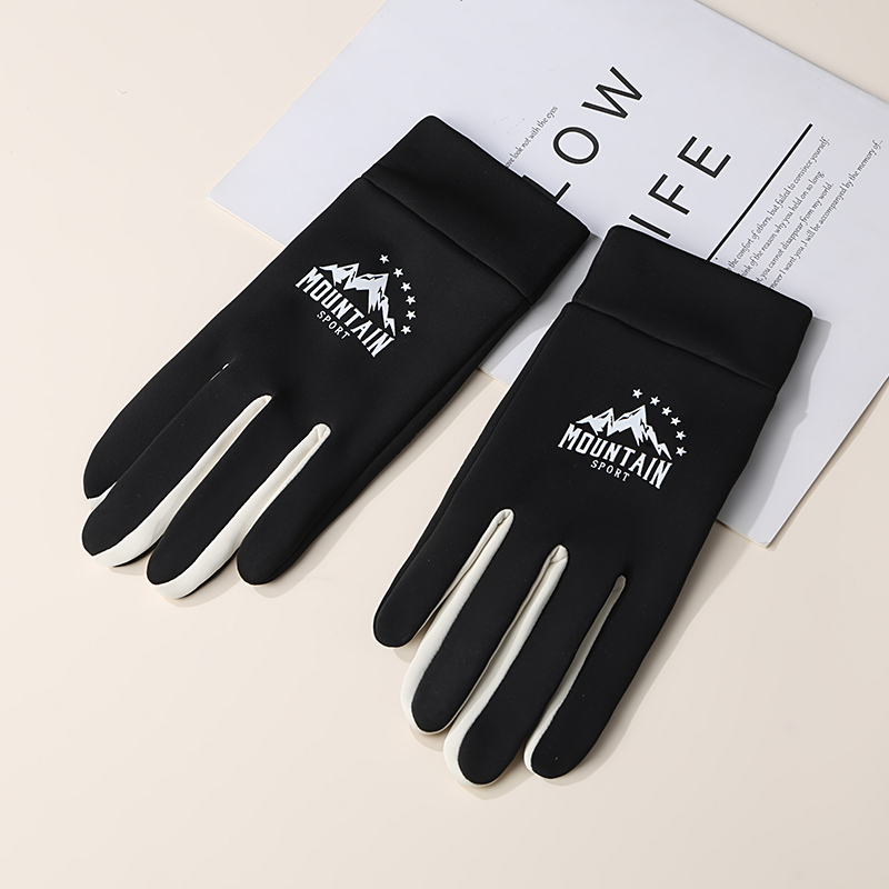 手套男士冬季保暖防风加绒运动冬骑车运动防滑触屏电动摩托车骑托 男款黑白色