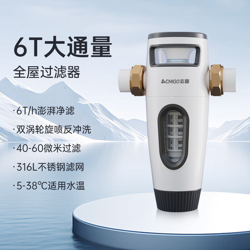 志高6T/h大流量前置过滤器家用反冲洗自来水全屋中央净水器Q5上门安装