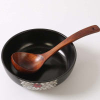 SK 企业定制汤勺长柄勺子家用勺子酸枣木头盛粥勺稀饭勺汤盘+饭勺套装