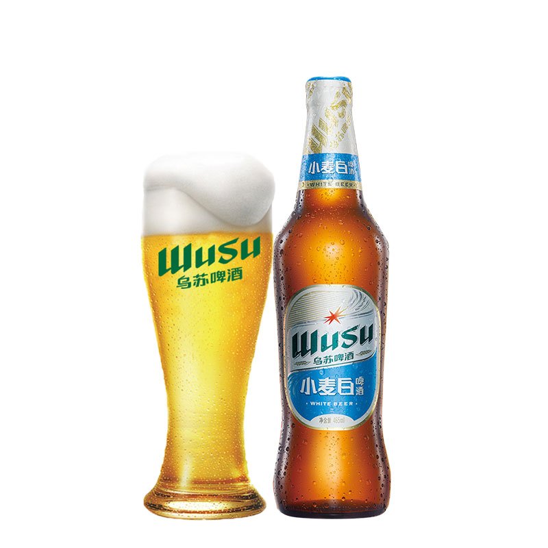 乌苏啤酒wusu小麦白啤酒新疆啤酒465mlx12瓶箱装新疆大乌苏啤酒网红