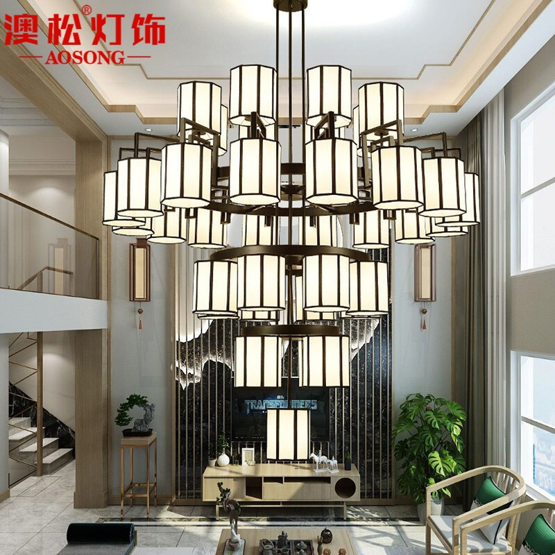 澳松 别墅吊灯挑空复式楼客厅中空跃层现代新中式中国风禅意酒店工程会所灯具