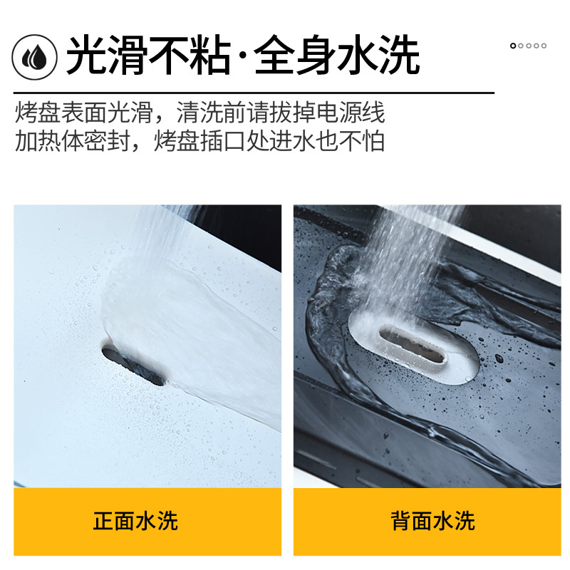 韩式电烧烤炉家用电烤盘铁板烧不粘烧烤架烤肉机室内烤肉串锅 白色陶瓷升级款(分体式,加热管一体压铸 包)