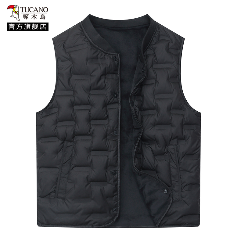 啄木鸟羽绒马甲男2024冬新款保暖内穿背心加绒加厚中老年爸爸内穿高清大图