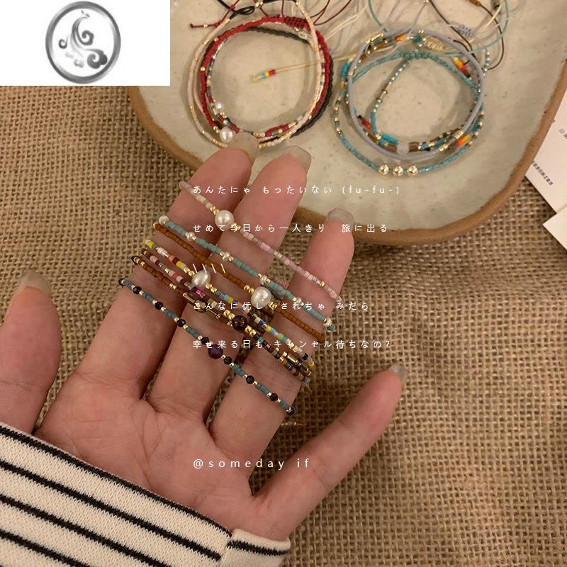 JiMi叠戴串珠手链女夏简约ins小众设计可爱手饰品高级感冷淡风手串潮图片