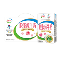 新日期脱脂纯奶伊利脱脂牛奶250ml*16盒 成人学生纯奶