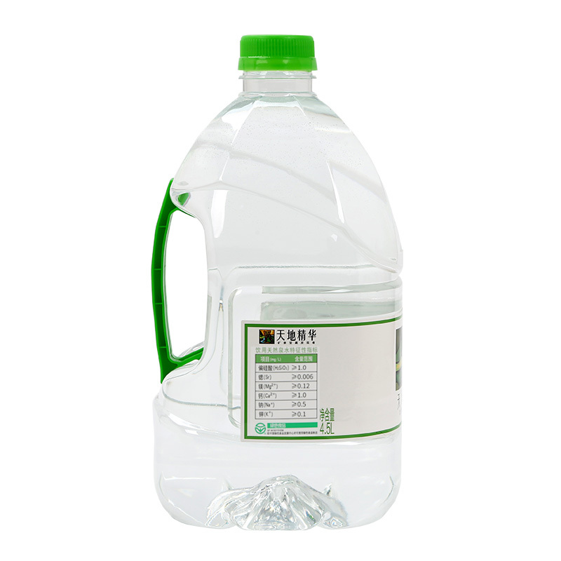 天地精华 天然淡泉水4.5L*4整箱 泡茶水 饮用水弱碱性矿泉水 非纯净水 家庭办公室轻便大桶装