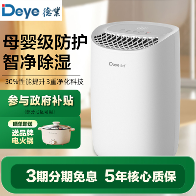 德业（Deye）除湿机/抽湿机DYD-B12A3 除湿量12升/天 家用轻音地下室干衣母婴除湿器干燥机空气净化