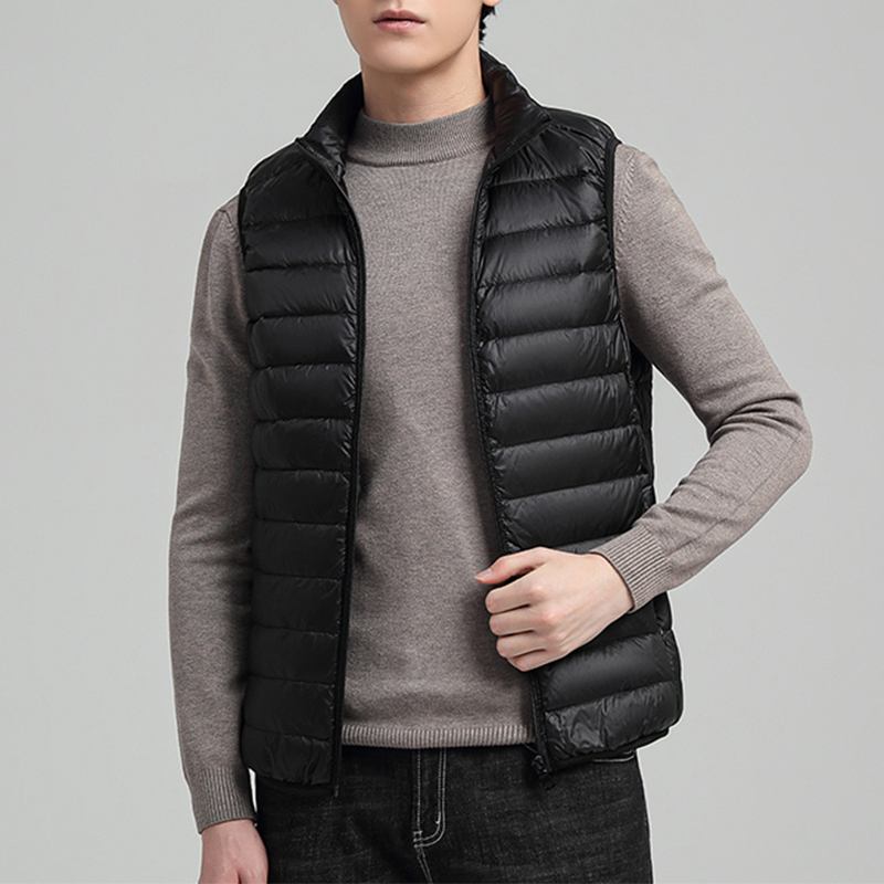 啄木鸟轻薄羽绒服马甲男士冬季2025新款白鸭绒立领保暖坎肩背心5高清大图