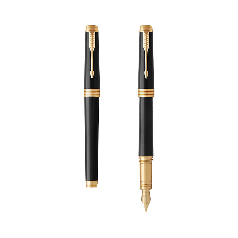派克(PARKER)钢笔 席纯纯黑丽雅金夹墨水笔 商务办公领导专用18K金笔尖