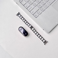 适用小米手环9/8表带新款小米10表带三珠陶瓷金属腕带band9运动智能3139B 银白 8