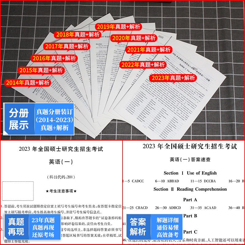 考研[数学三](2014-2023年)真题详解 [正版]2024年考研历年真题及解析试卷复习资料英语一24英一1数二2数高清大图