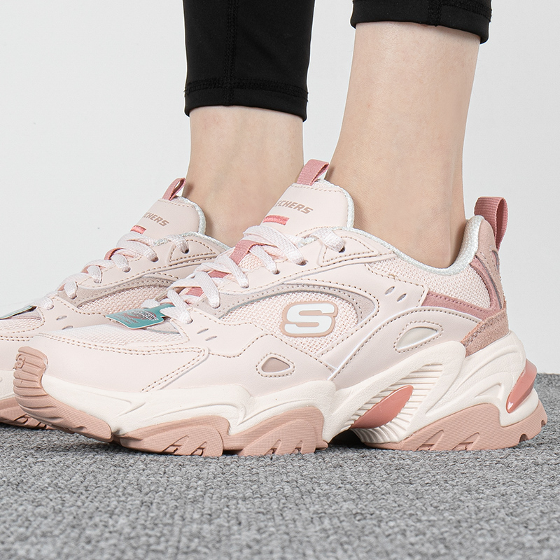 Skechers斯凯奇女鞋新款透气轻便机甲鞋复古厚底运动老爹鞋149916-PINK ZP高清大图