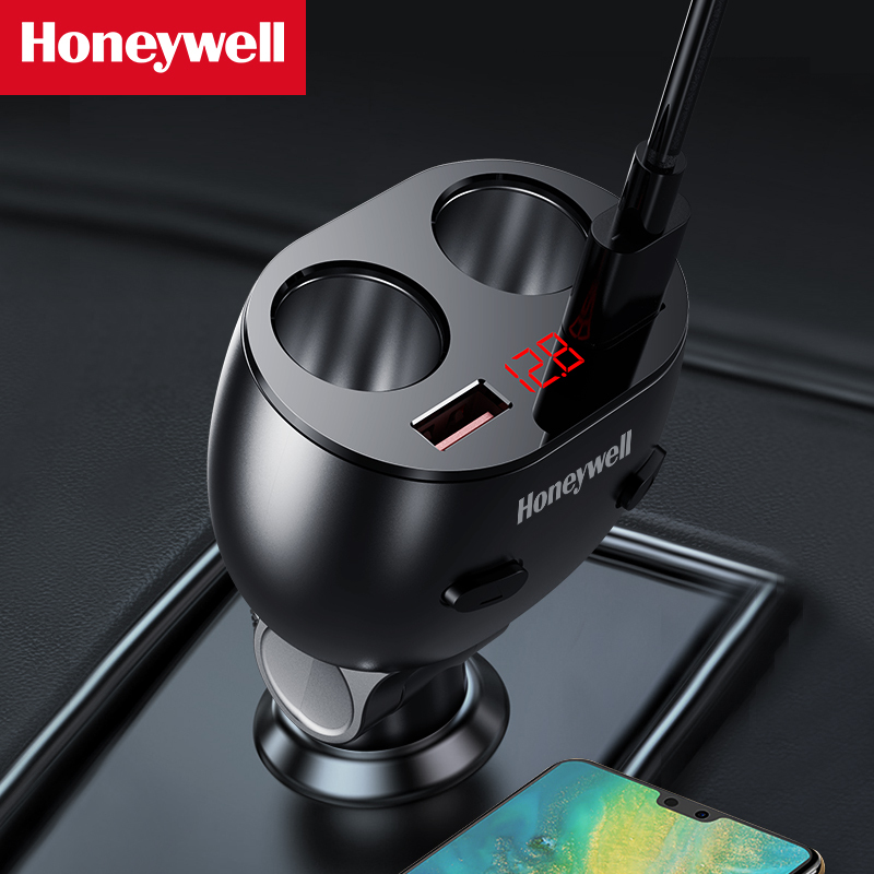霍尼韦尔(Honeywell)车载充电器点烟器转换器 300W多功能双USB双扩展一拖二/三/四快充 HZH2!高清大图