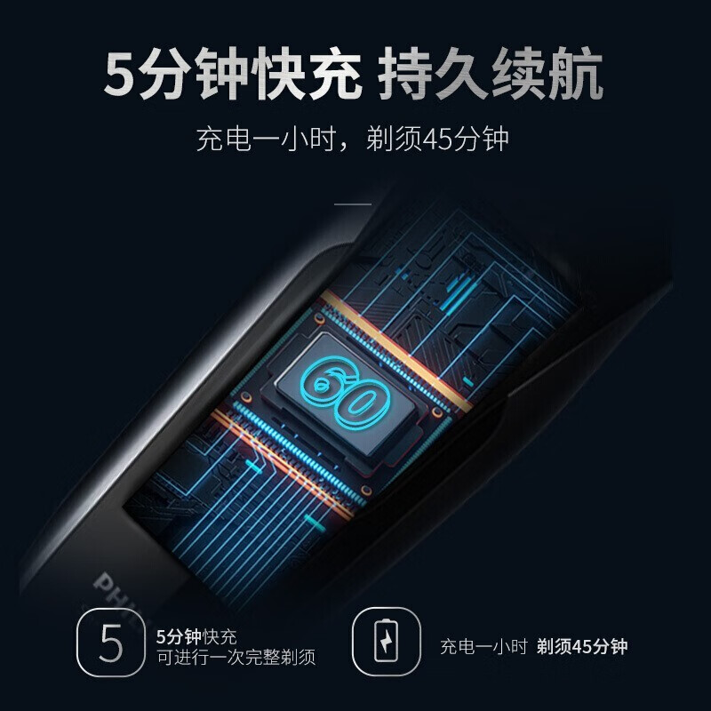 飞利浦(PHILIPS) 电动剃须刀 男士全身水洗干湿双剃胡须刀 快充刮胡刀三刀头剃须刀电动刮胡刀S2305/06高清大图