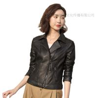 女士皮夹克绵羊皮机车真皮皮衣女短款外套2024新款韩版修身皮夹克