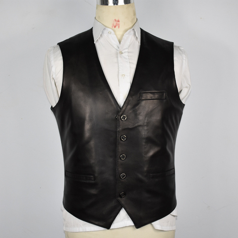 举翼王子真皮男马甲西服马甲头层绵羊皮整皮背心马甲