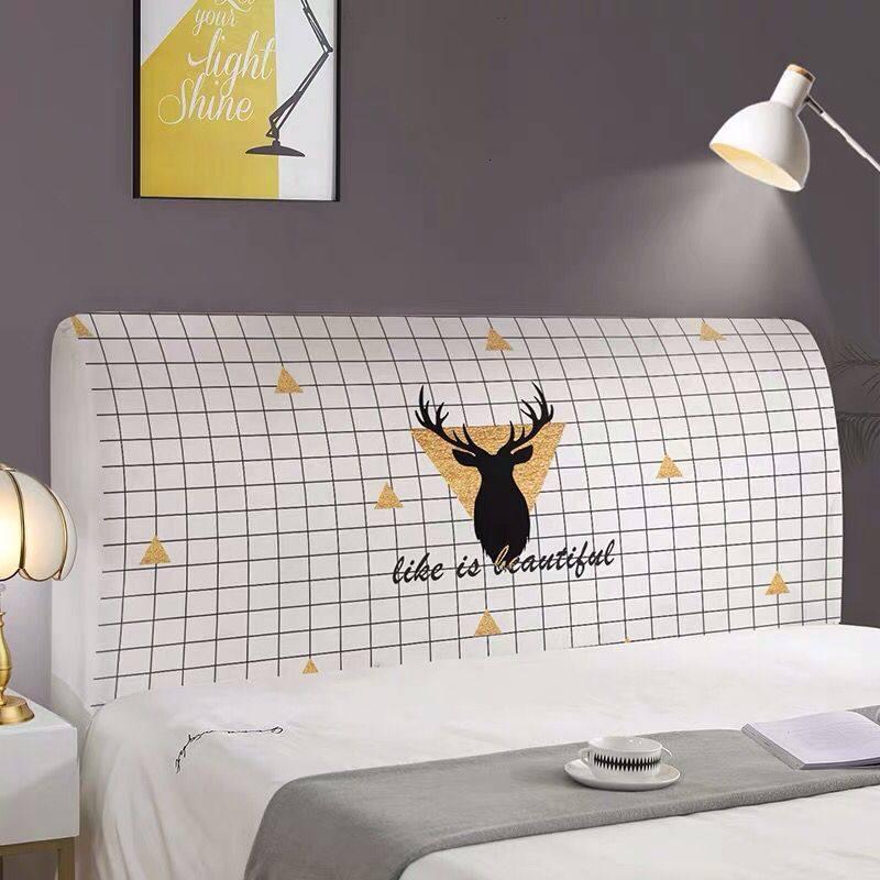 床头套罩 床头罩全包软包床靠背罩北欧风格简约现代可拆洗 白格麋鹿 高度50~65*长度150cm(通用)高清大图