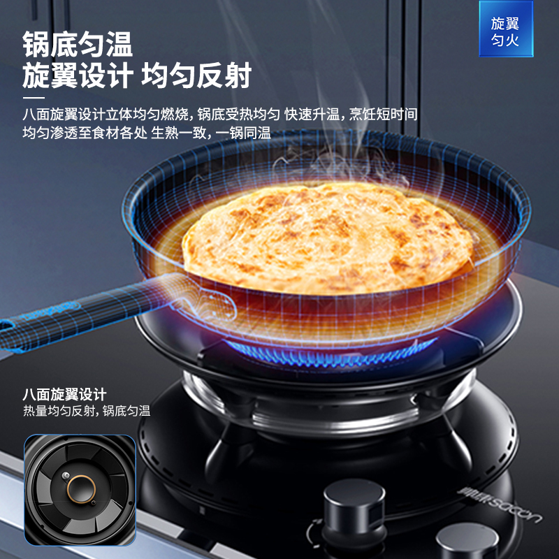 帅康(sacon)B88燃气灶可调节双灶台式嵌入式煤气灶4.8kW大火力家用猛火钢化玻璃免改孔以旧换新打火灶煤气炉液化气