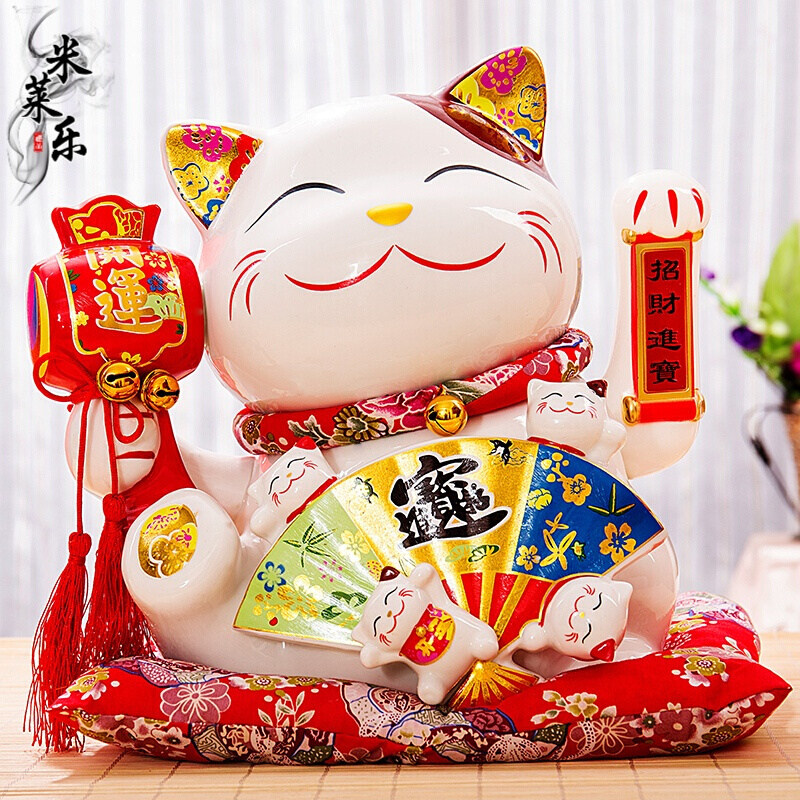 甄萌工艺礼品 甄萌陶瓷猫摆件店铺开业送礼财猫工艺礼