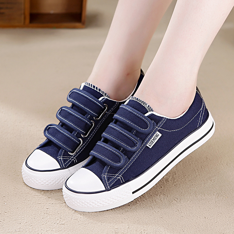 枫述春夏季新款帆布鞋女鞋低帮魔术贴女士休闲鞋学生简约百搭基本布鞋