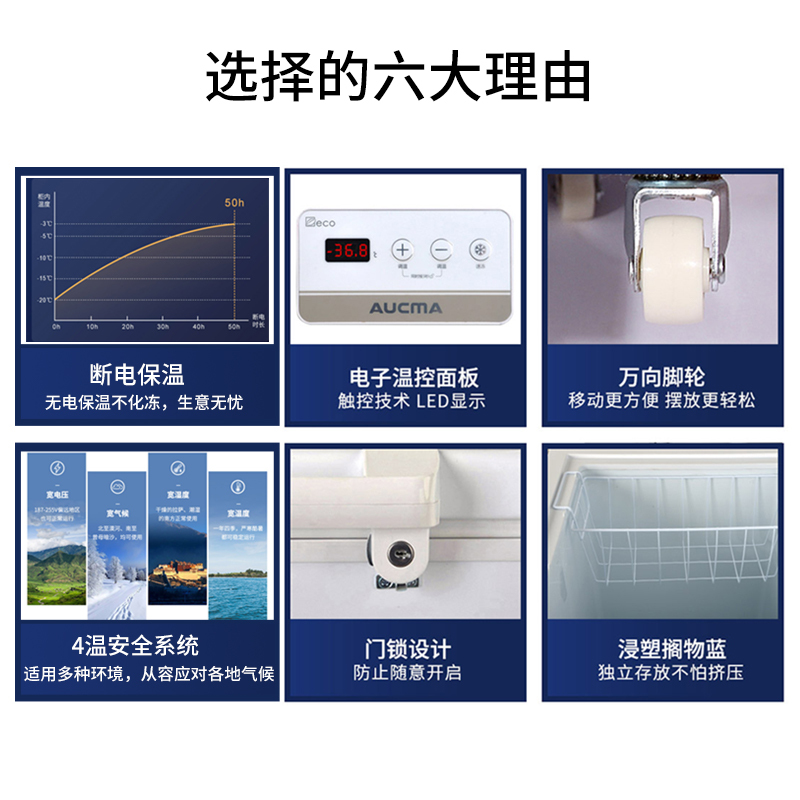 澳柯玛(AUCMA)商用低温大冰柜520升 卧式速冻冷柜大容量冷冻柜BC/BD-520SND