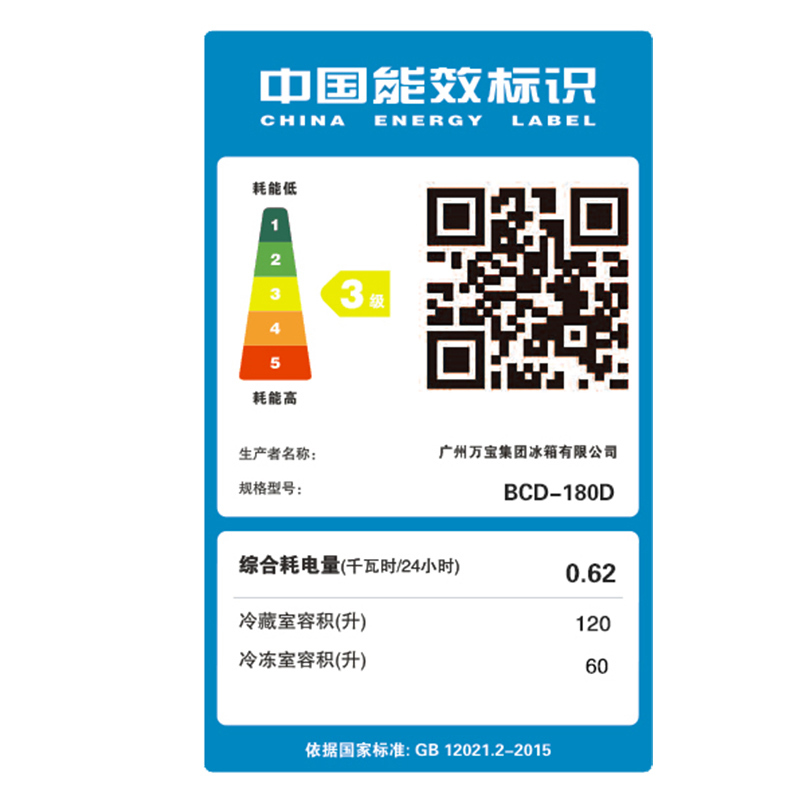 万宝(Wanbao)180升双门冰箱 冷藏冷冻家用两门小型电冰箱直冷节能低音宿舍租房储鲜不占地 BCD-180D