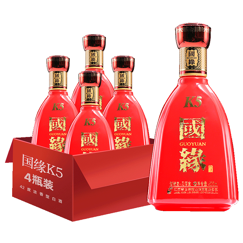 今世缘 国缘K5 42度幽雅醇厚型 白酒500ml*4整箱