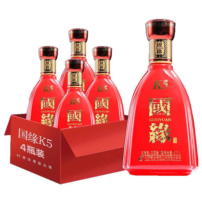 今世缘国缘K5 42度幽雅醇厚型白酒500ml*4整箱【价格图片品牌报价