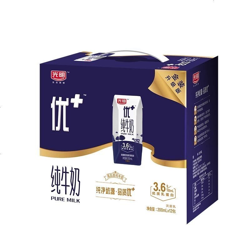 光明 优加纯牛奶200ml*12盒钻石装