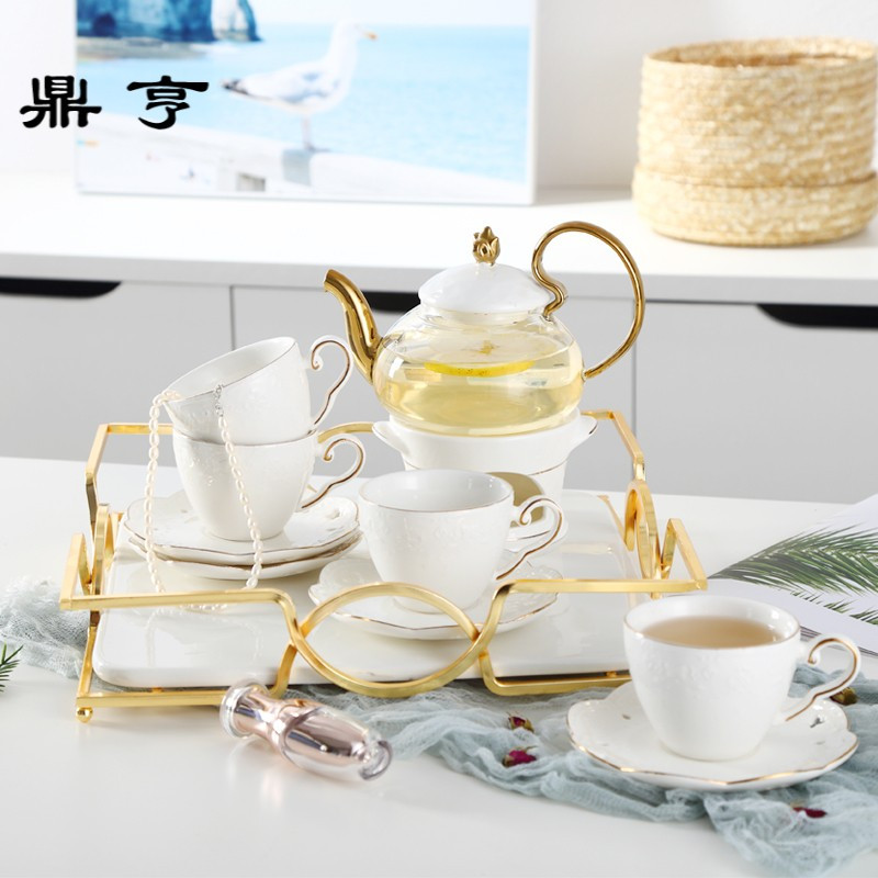 鼎亨花茶壶套装玻璃煮水果陶瓷花果茶壶下午茶家用蜡烛加热杯具带