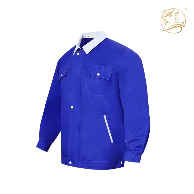 春秋宝蓝色耐磨涤棉加厚纱卡套装春秋工作服T-013常规款劳保服可定制图片