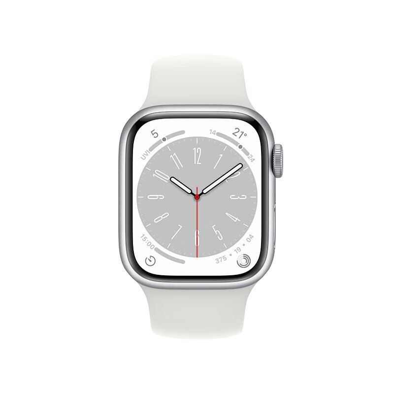 apple(苹果)watch series8 智能手表gps款45毫米银色铝金属表壳白色