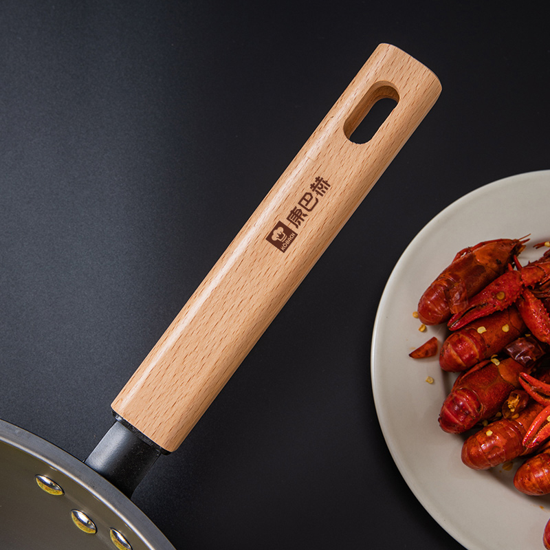 康巴赫(KBH)精铁不生锈炒锅KGS-C32BA 32cm大直径通用炉灶有盖设计 无涂层不易粘锅高清大图