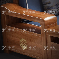 臻远 ZY4022933 中式胡桃木实木沙发 贵妃四人位
